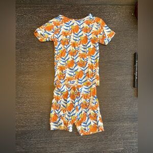 Alice & Ames Kids Floral Pajama Set - Orange and Blue